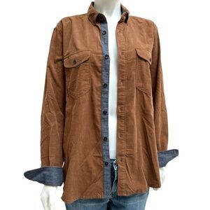 Vintage Jeremiah‎  Brown Corduroy Button down Weathered Wash Rugged Workshirt L